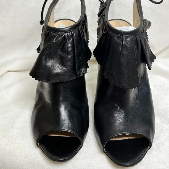 L.K. Bennett Riley Black Peep Toe with Ruffle, Size 42 - Picture 1 of 14